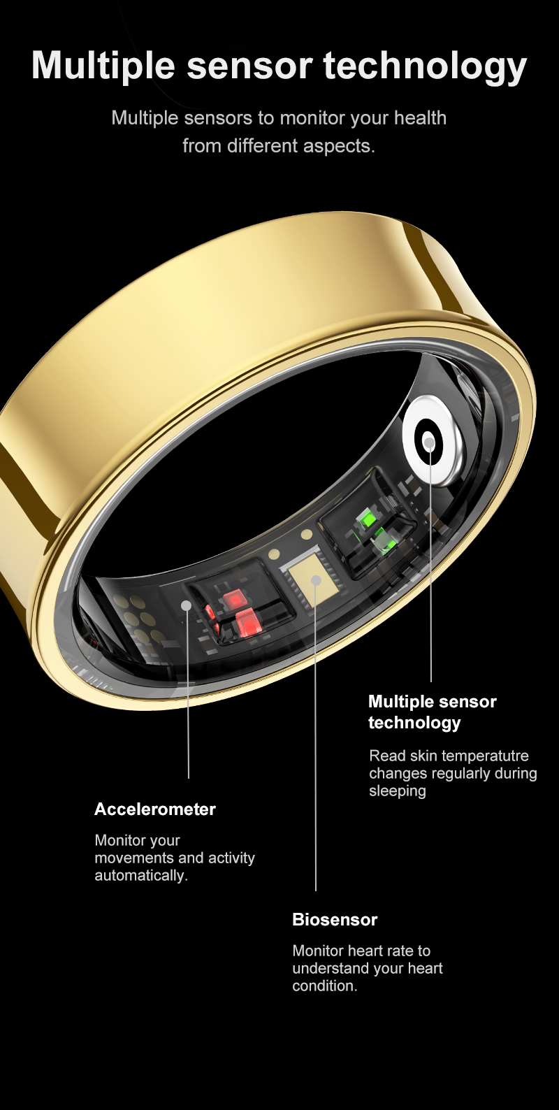 Eraysun Ours Smart Rings Waterproof Women R09 Fitness Tracker Pressure Remote Control Health 2025 Smart Ring for Men