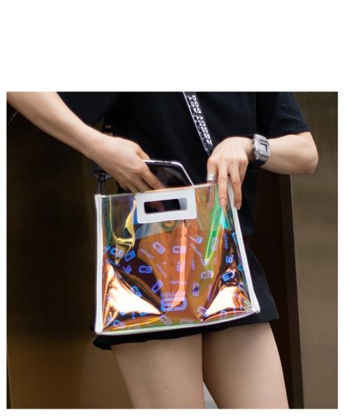 Custom Beach Bag Wholesale Pvc Shopping Bag Luxury Waterproof Holographic Clear Tote Bags With Logo Women Cosmetic Handbags
