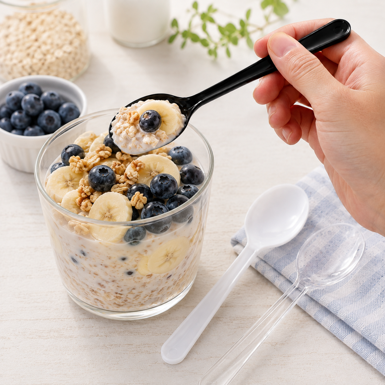 Deep Round Model 111 PP Disposable Tableware Spoon for Soup Porridge Meals