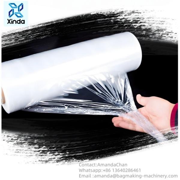 Película de estiramiento de PE personalizada Película de envoltura de película de embalaje expreso Película de plástico autoadhesiva Paletas industriales