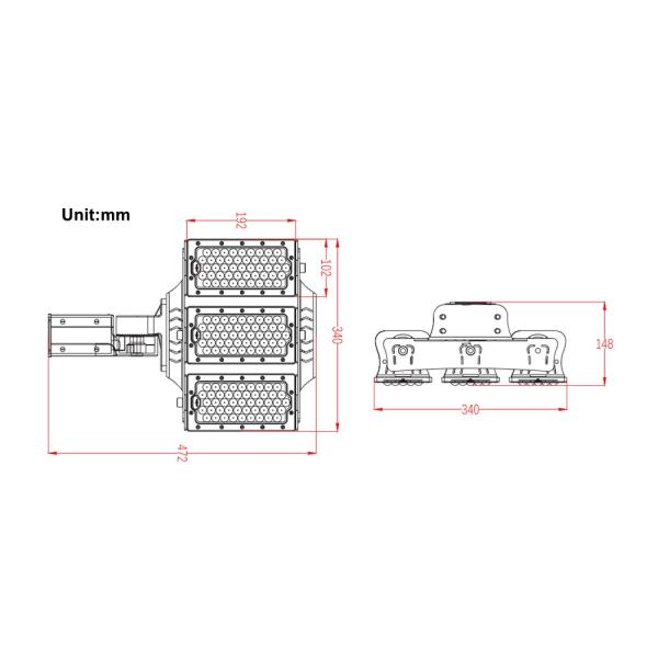 CCT 2700-6500K LED Street Light High Luminous 30 60 90 120 Degree 160lm/w 180W