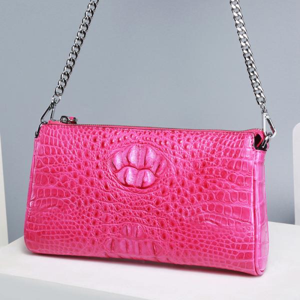 Genuine Alligator Leather Female Flap Bag Lady Small Purse Authentic Crocodile Skin Two Straps Women Single Shoulder Bag