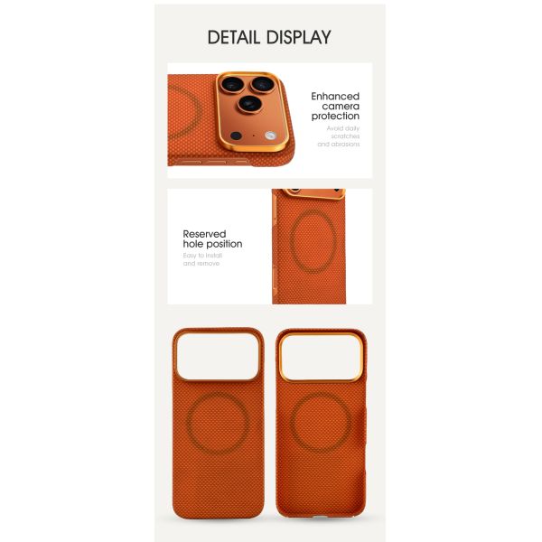 Premium Aramid Carbon Fiber Mobile Cover with Metal Frame for iPhone 17 Pro Max