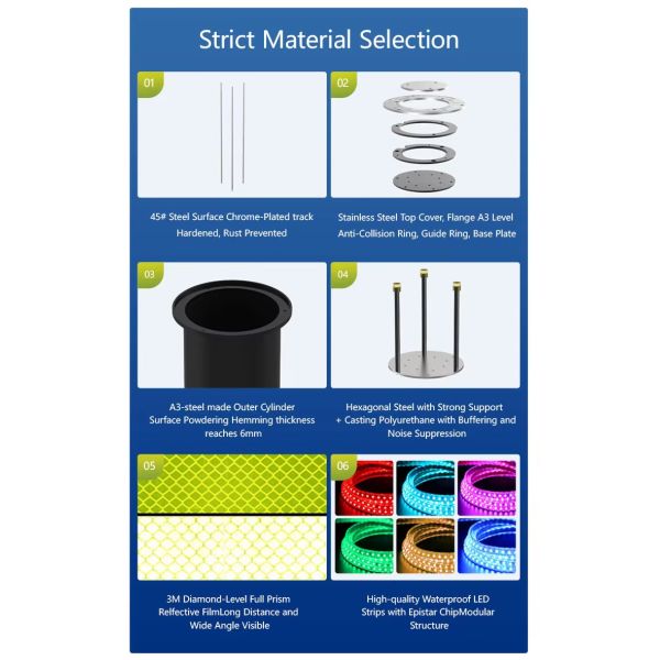 Automatic Hydraulic Bollard with 304/316 Stainless Steel LED Lights and Hydraulic System for Secure Parking