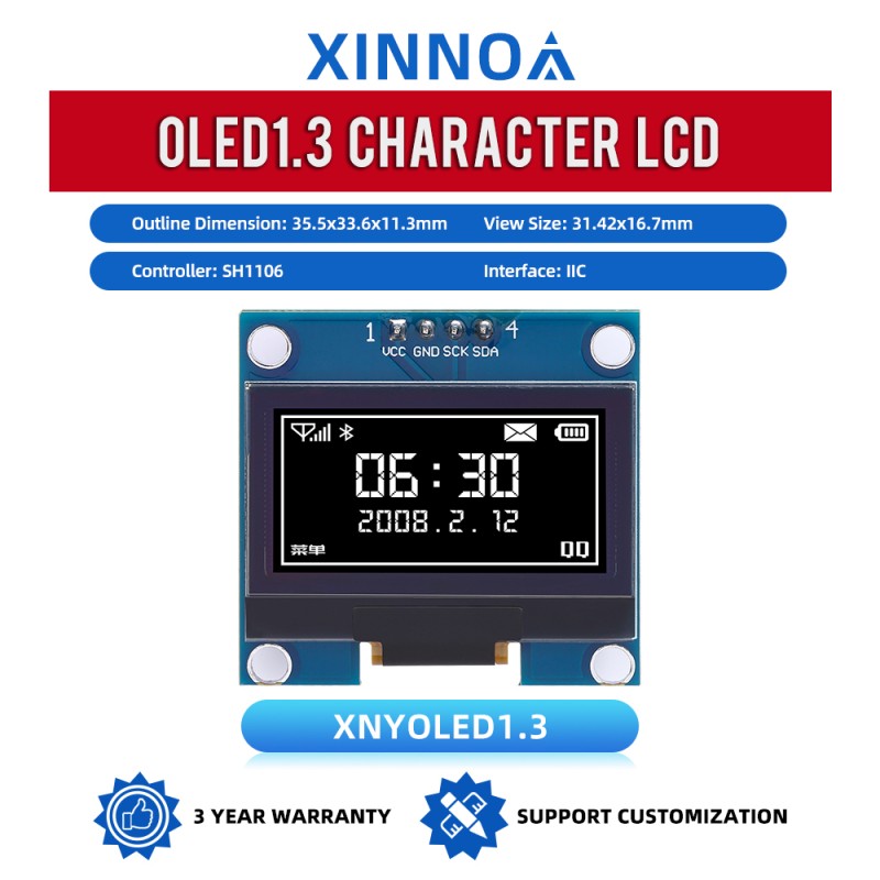 OLED1.3 LCD Screen Small Screen 128 * 64 4-PIN Module IIC Ch1116 Driver SPI/IC White Light
