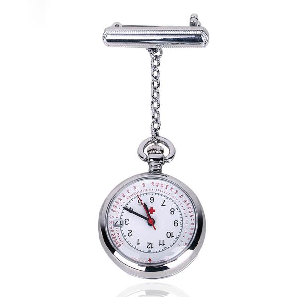 ALK FOB Pocket Nurse Watch Calendar Crafted impression Polished IP Silver Clock