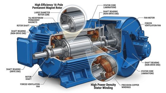132KW 375 RPM IE5 Efficiency Permanent Magnet Motor Gearless Direct Drive Permanent Magnet Generator