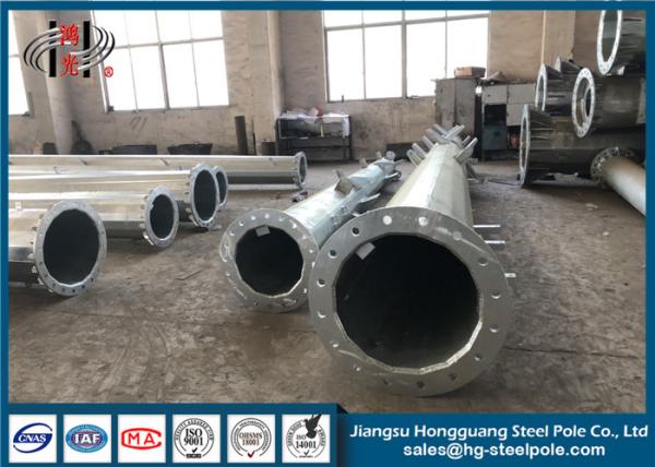 Hot Roll Steel Q235 Galvanized Steel Pole For Transmission Line Steel Tubular Pole