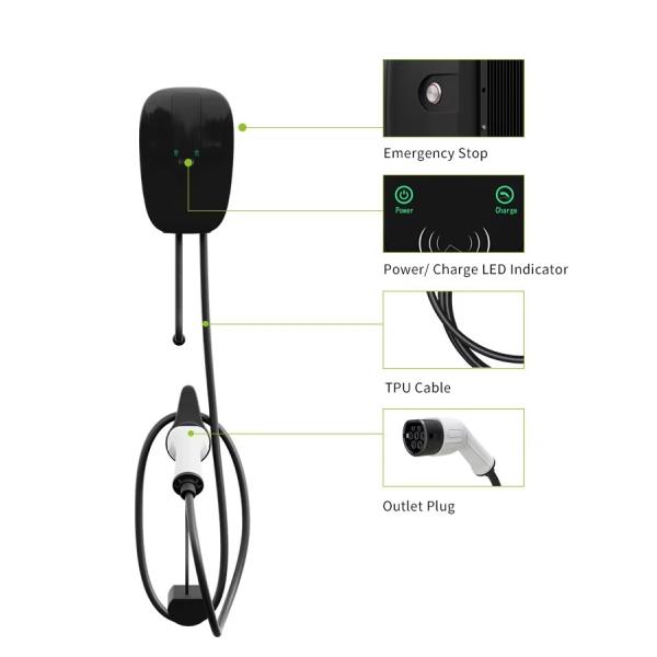 Station de recharge à domicile Type 2 Chargeur de véhicule électrique 7kw Plug And Play Wallbox 220V