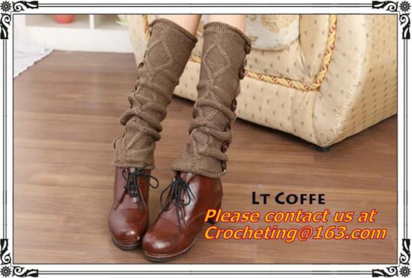 leg warmers loose socks wool blend button down pierced decoration boot socks fashion