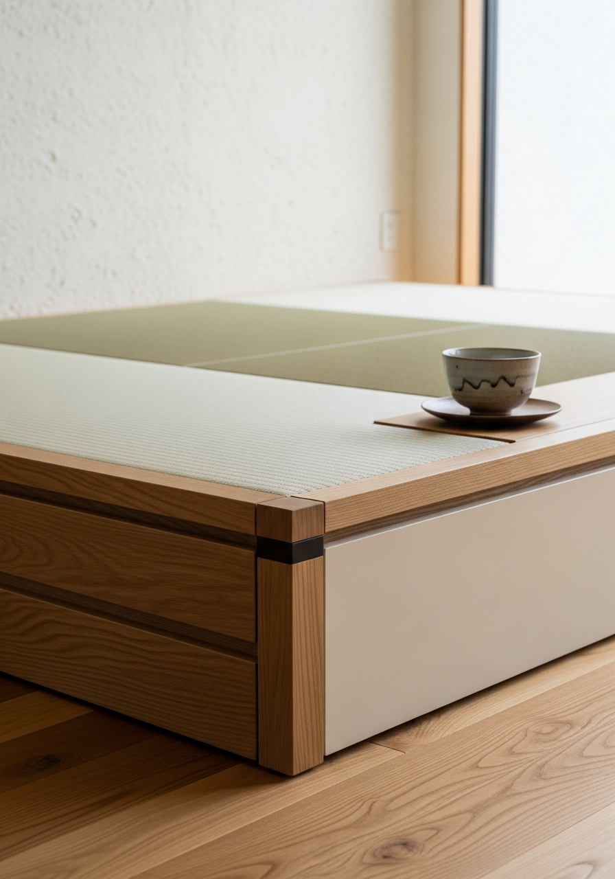 Low-Profile Japandi Tatami Platform Bed in 304 Stainless Steel