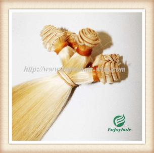Hand tied weaviing Brazilian 5A virgin remy hair, 613#color straight hair extension weaves