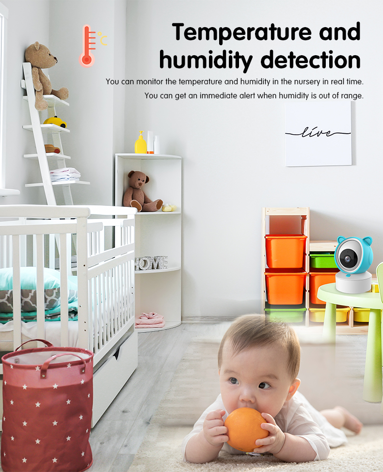 Hot Sale HD 1080P Tuya Smart Baby Pet Monitor Wifi Night Vision Camera 5.0 IPS Screen 3X Zoom Motion&Cry&Temperature Detection