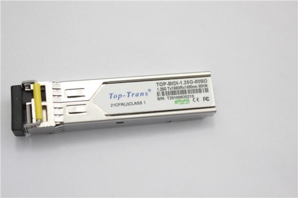 Transceptor ótico 80KM Rohs de Toptrans BIDI 1.25G-80AD/BD SFP