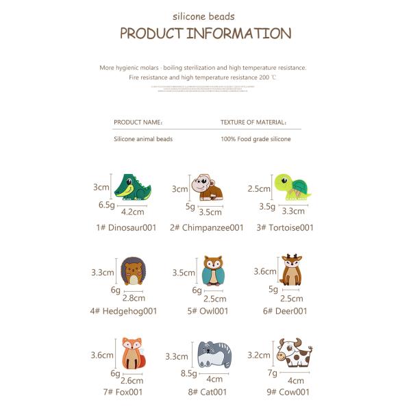 Шарики небольшого силикона животные, младенец Teether шариков силикона для браслета цепей ожерелья