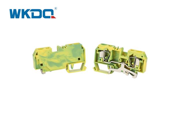 284-907 Protective Spring Clamp PA66 Terminal Block Tin Plated Brass Body Front Entry DIN Rail Green Color