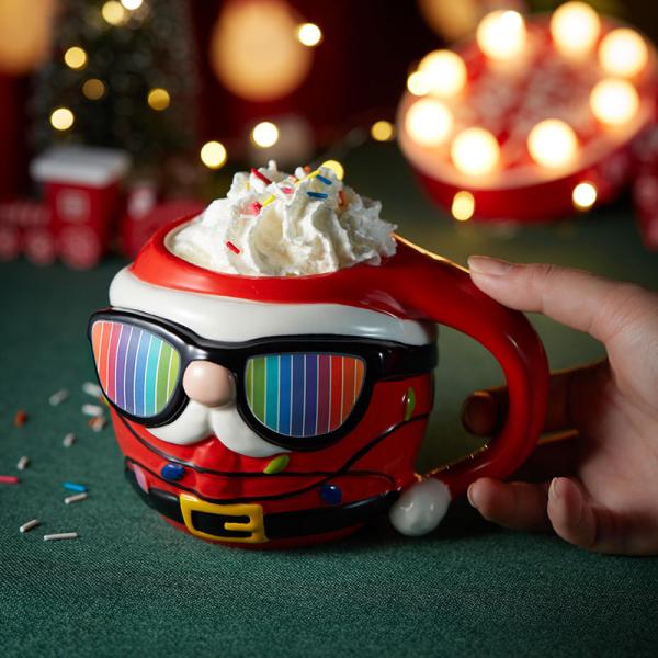 Вибрирующая керамическая чайная кружка с персонализированными кофейными кружками Рождественская керамическая красочная кружка