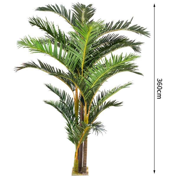 Palm Plant Artificial Giant Kentia Palm Cluster - 11.8ft Commercial-Grade W/Anti-Theft Tech (Multi-Trunk)