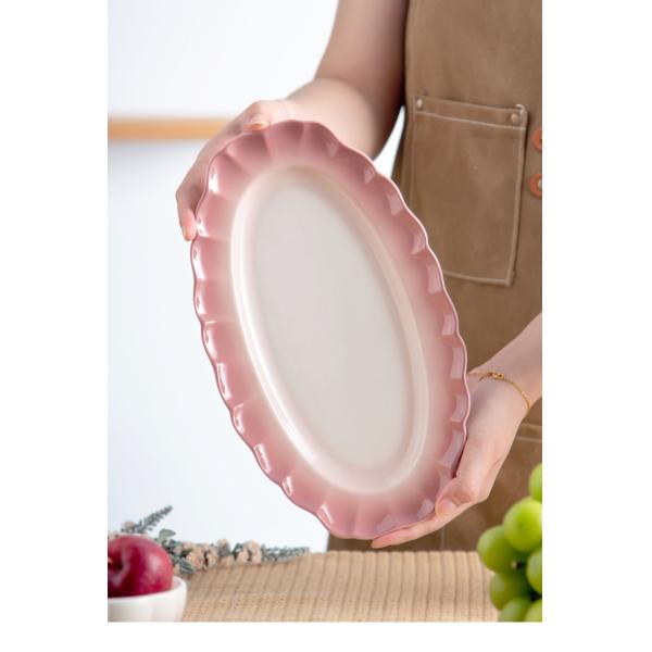 Потрясающие розовые керамические тарелки, набор из 6 посуды для специальных случаев и подарков