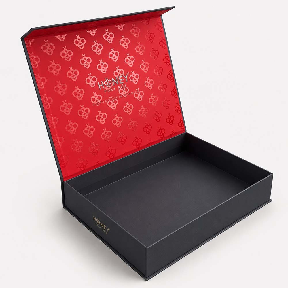 Black Rigid Magnetic Gift Boxes with Gold Foil UV Finish Luxury Cosmetic Jewelry Packaging