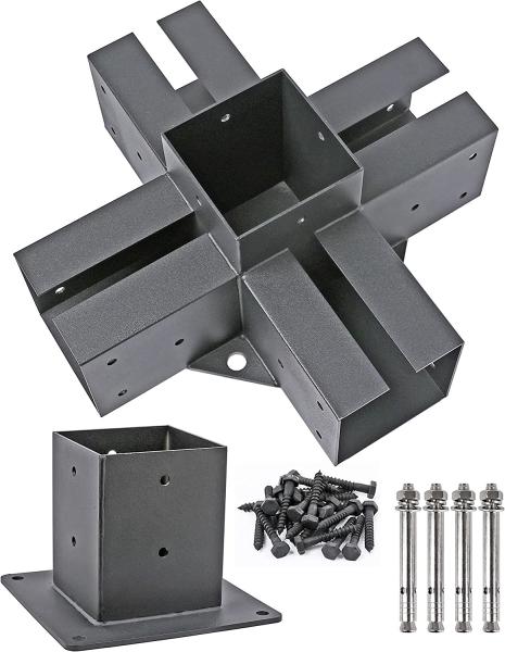 3-Way Right Angle Corner Bracket Pergola DIY Kit para 6x6 vigas de madeira Ferro fundido à prova d'água