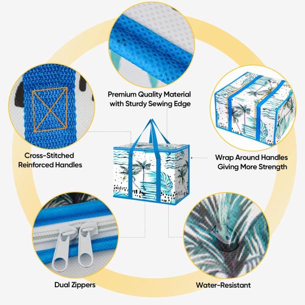 Bolsas de baño de trabajo pesado aislado Reutilizables de comestibles Refrigerador plegable para viajes