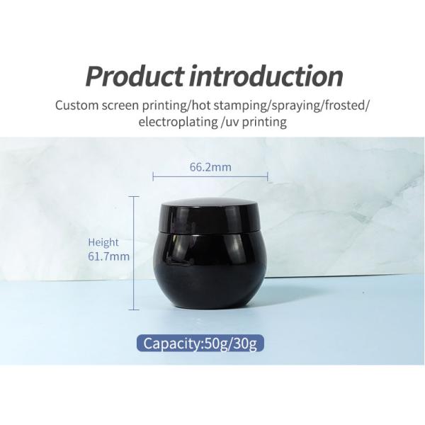 30 g/50 g tapa de plástico vacío helado negro exfoliante corporal mantequilla crema facial plástico recipientes cosméticos