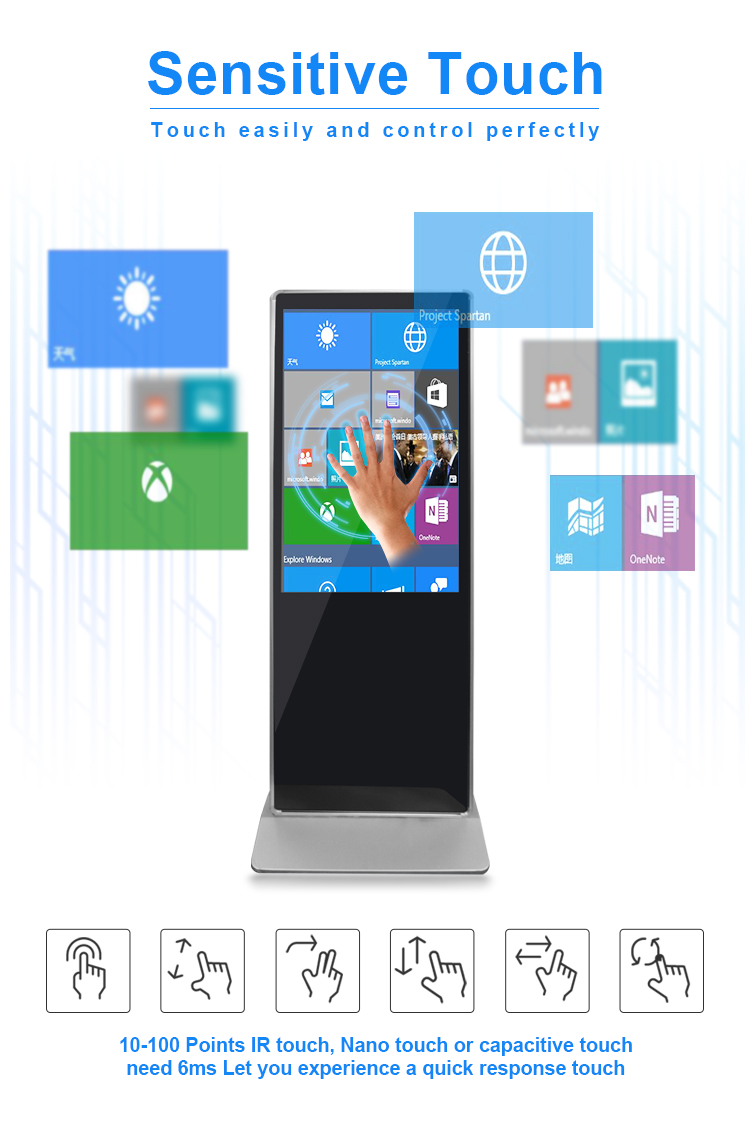 NFC 500nits касание Signage 55 цифров афиши Lcd дюйма емкостное