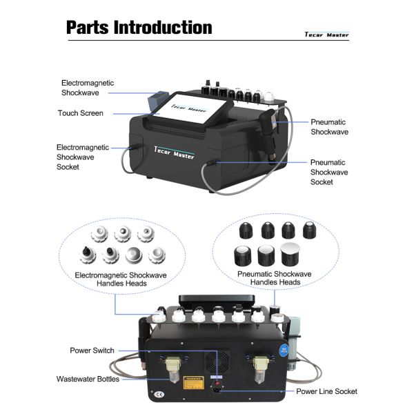 Shockwave Therapy Machine with Dual Handle Design for Targeted Treatment of Knee Pain Cellulite and Soft Tissue Injuries