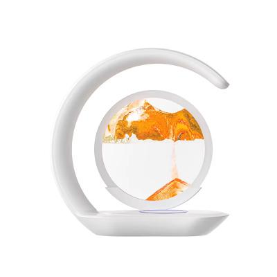 3D Hourglass Ornament USB Bedside Night Light Fast Charging LED Smart Desk Lamp Wireless Charger Mobile Phone Dock
