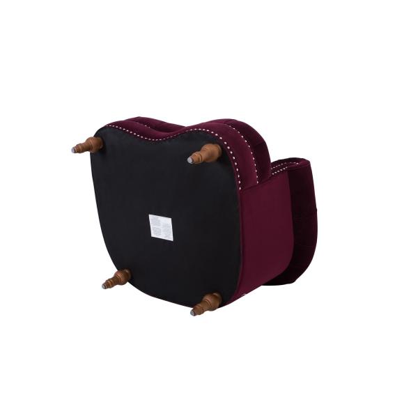 Elegant rosa tufted accent chair burgundy wing armrest chair with velvet fabric