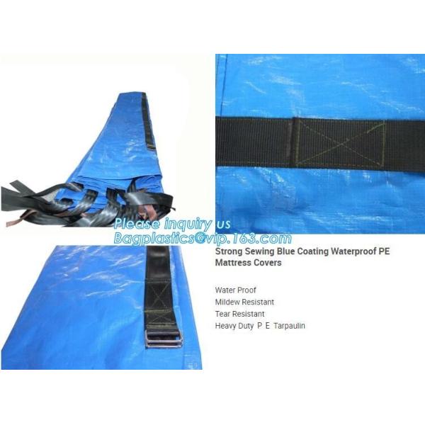 STRONG SEWING BLUE COATING WATERPROOF PE MATTRESS COVERS,REINFORCED PORTABLE MULTI-PURPOSE POLYTHYLENE TARPAULIN, NYLON