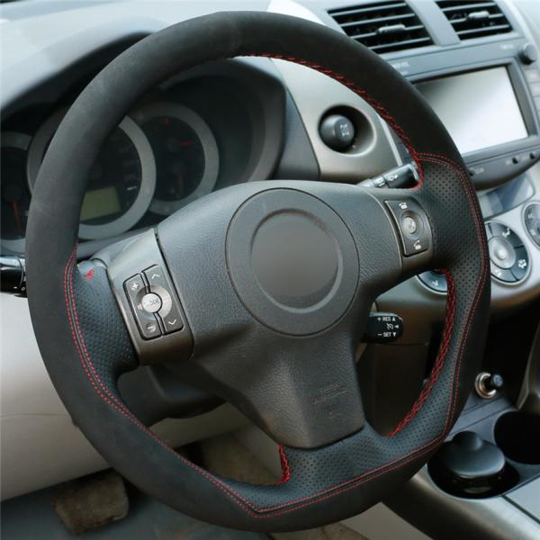 Suede and Leather Custom Steering Wheel Cover for Toyota Yaris Vios RAV4 2006 2007 2008 2009 2010 2011 2012 2013 Scion XB 2008