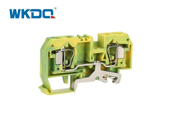 284-907 Protective Spring Clamp PA66 Terminal Block Tin Plated Brass Body Front Entry DIN Rail Green Color