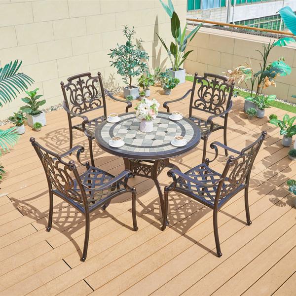 Cast Aluminum Table and Chairs Outdoor Patio Dining Set Garden Furniture Comfortable
