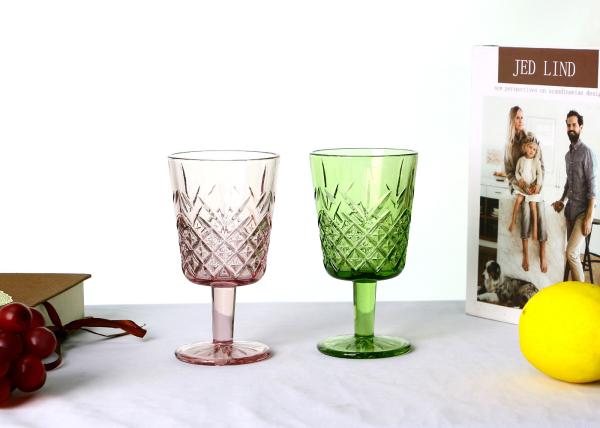 Smooth Rim 88mm Colored Crystal Wine Glasses , Lead Free 10 Ounce Wine  Goblet Glasses