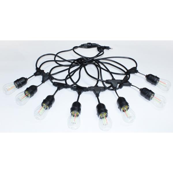 24ft 12 Bulb IP65 Waterproof Festoon Lighting Outdoor Garden Wedding Christmas Decoration S14 RGB LED Filament Bulb Light String