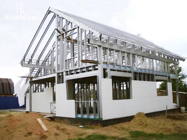 Modern Prefab Steel House Steel Frame Homes Heat Insulated