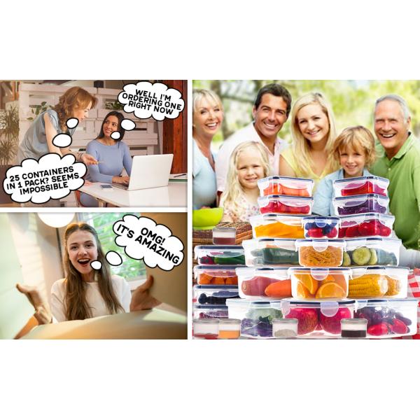 Hard Plastic Food Storage Containers With Lids Airtight-85 OZ To Sauces Box, Stackable Kitchen Bowls Set Meal Prep
