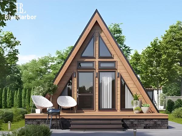 Triangle Tiny Prefabricated Steel House with A Frame Double Floor