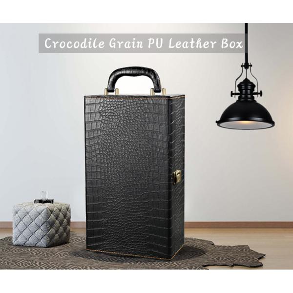 Custom Order Accepted Single Bottle Reusable Gift Box with Crocodile Grain Pu Leather