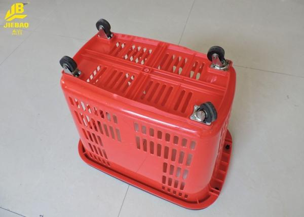 33L Shopping Basket With Wheels And Handle PU Wheels Red Colour Can Custom Logo