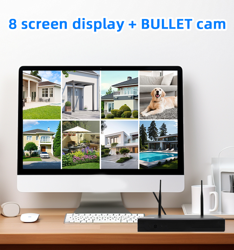 8‑Channel WiFi PTZ Security Camera NVR Kit, Outdoor Indoor Home Business Surveillance, Auto‑Tracking Human Detection Two‑Way Audio Full Color Night Vision Wireless Camera System