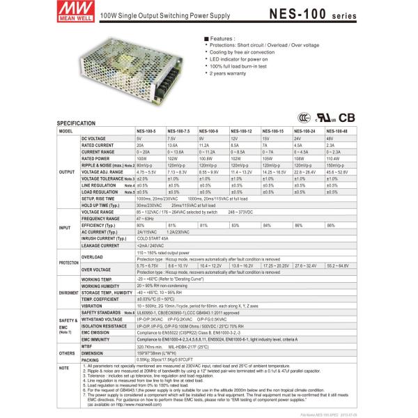 Горячая продажа MEAN WELL оригинальный NES-100-24 24V 4.5A между тем NES-100 24V 100W Одно выходное питание с светодиодом для светодиодного неона