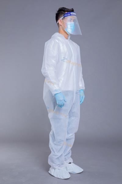 Waterproof Hooded Disposable Coverall With Elastic Cuff