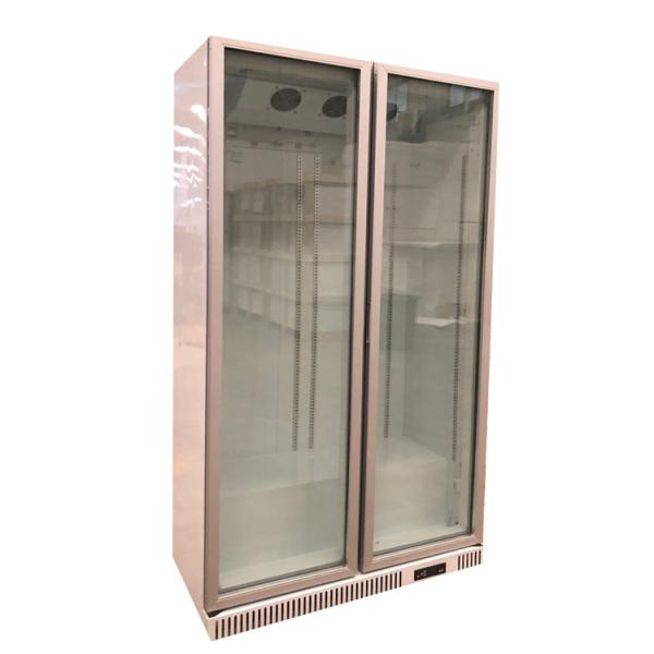 Vertical  Commercial Glass Door Freezer Fan Cooling Display Fridge For Beer Drinks