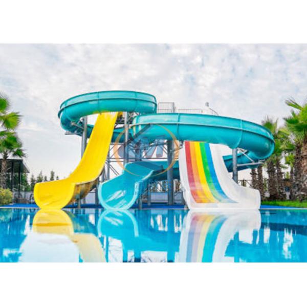 Colorful Design Water Pool Slide Combined Fiberglass With 8-10mm Thickness