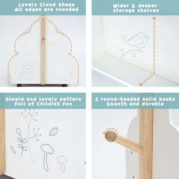 Functional Design Multifunction Wooden Book Rack for Children's Books