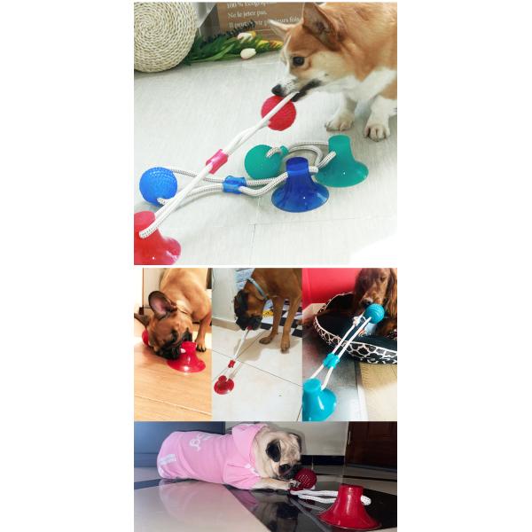Pet Dog Self Play Tug Pull Force Vent Durable Strong Teeth Cleaning Suction Cup TPR