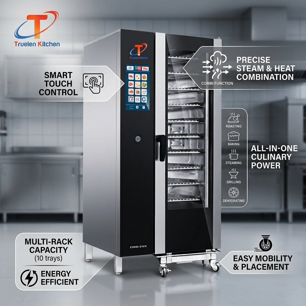 304 Stainless Steel Commercial Combi Oven 6 Tray High Power With Digital